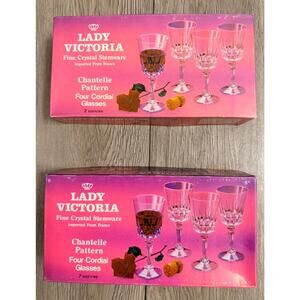 Vintage Set of (8) Lady Victoria "Chantelle" pattern cordial glasses